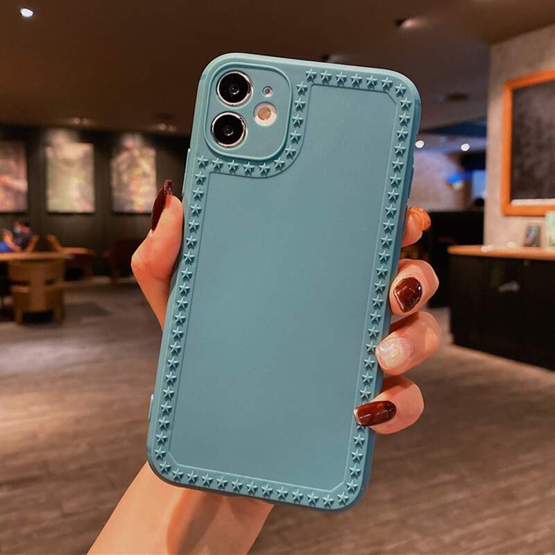 

Star Pattern Solid iPhone Case, Blue