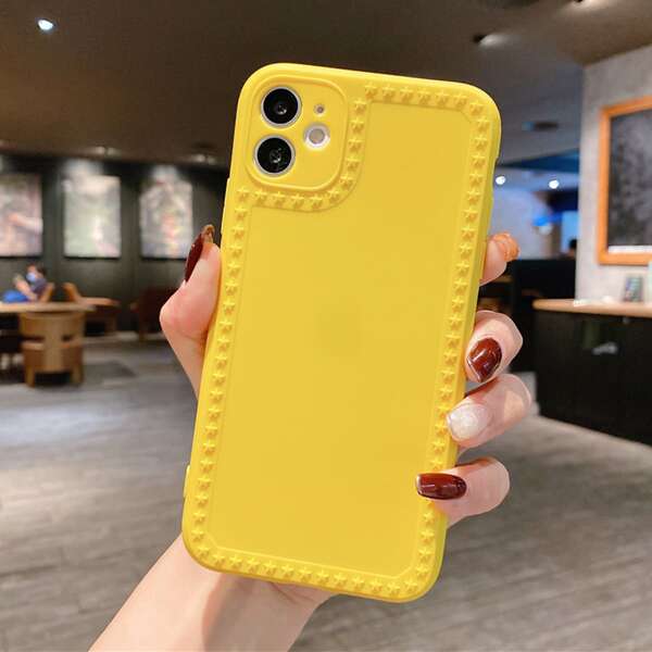 

Star Pattern Solid iPhone Case, Yellow