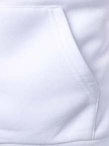 Manfinity Homme Men Colourblock Letter Graphic Kangaroo Pocket Hoodie - White - View 6