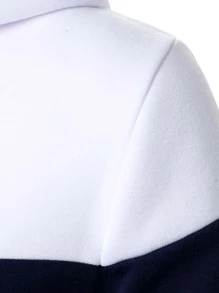 Manfinity Homme Men Colourblock Letter Graphic Kangaroo Pocket Hoodie - White - View 7