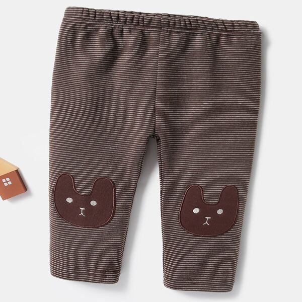

Baby Unisex Cartoon Pattern Striped Pants, Coffee brown