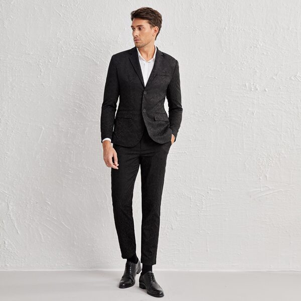 

Men Pocket Front Blazer & Pants Set, Black