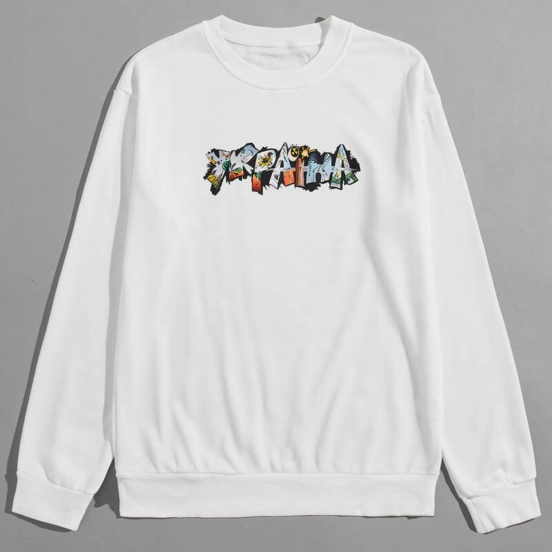 

Guys Letter Graphic Sweatshirt, White