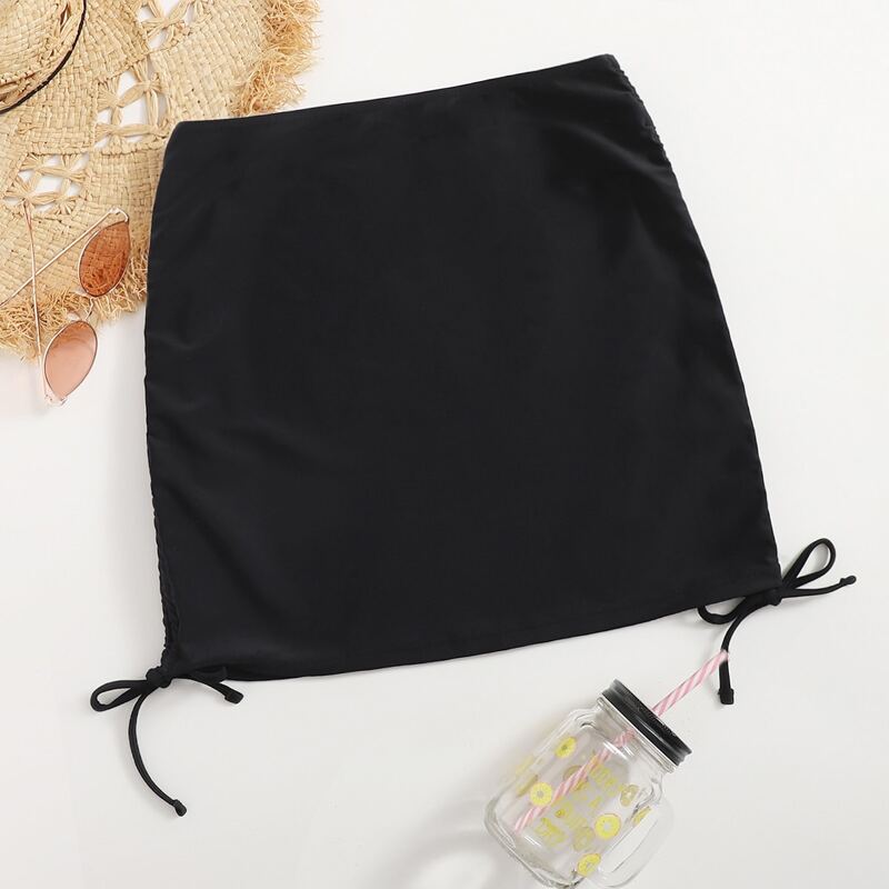 

Solid Ruched Bikini Bottom, Black