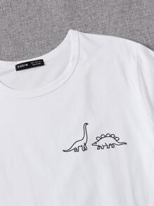 SHEIN Unity Dinosaur Print Tee - White - View 4