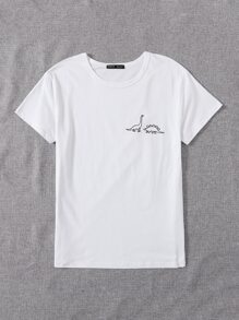 SHEIN Unity Dinosaur Print Tee - White - View 5