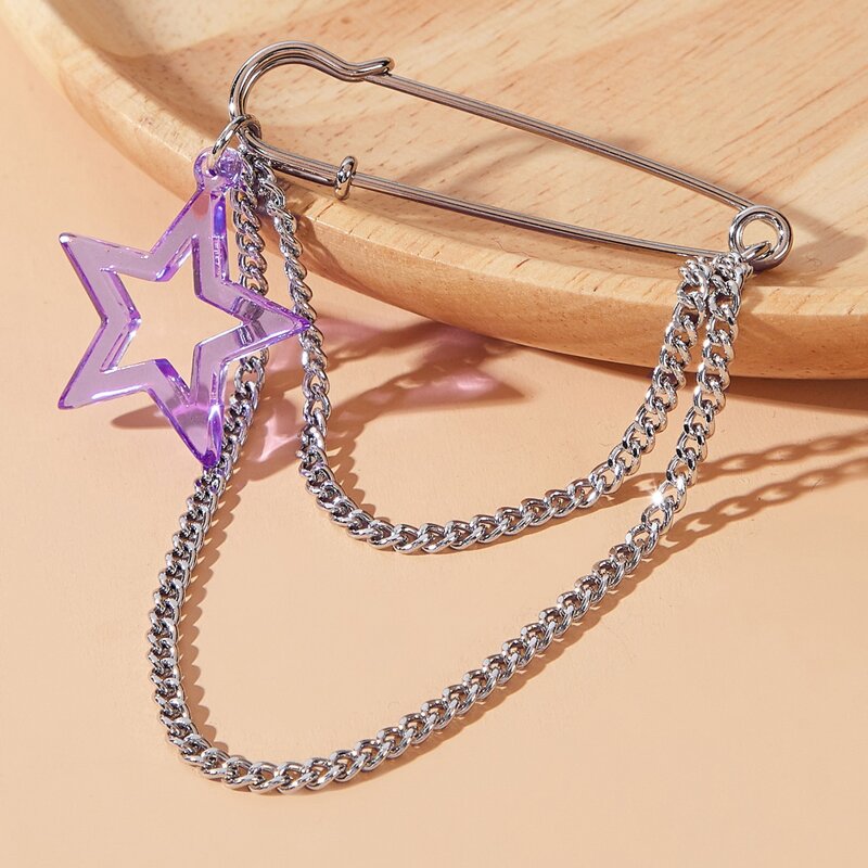 

1pc Charm Safety Pin Brooch, Silver