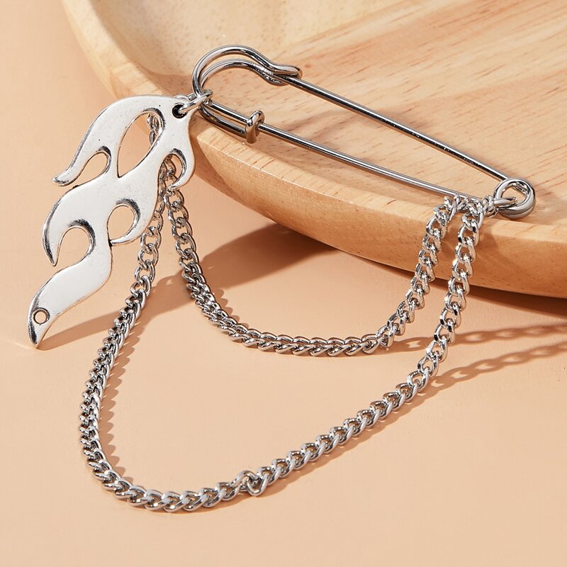 

1pc Charm Safety Pin Brooch, Silver
