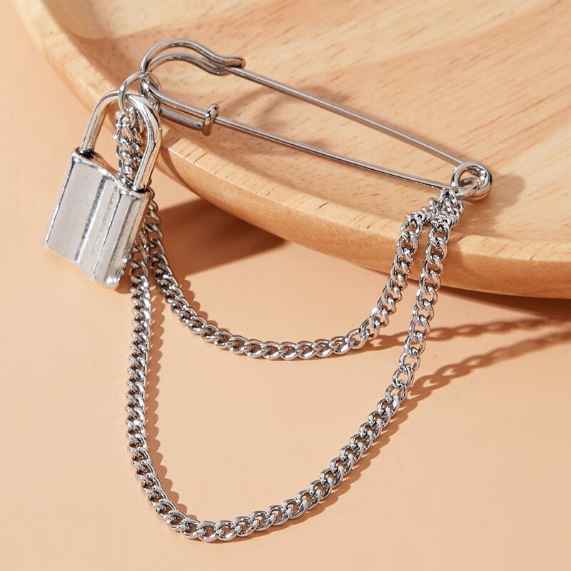 

1pc Charm Safety Pin Brooch, Silver