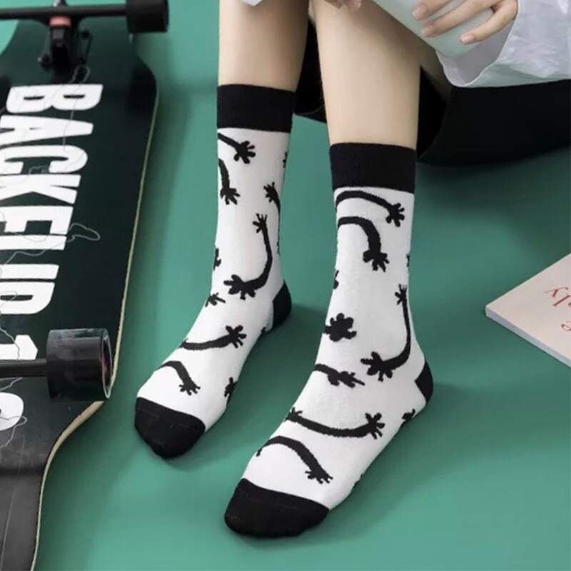 

Colorblock Crew Socks, Black and white