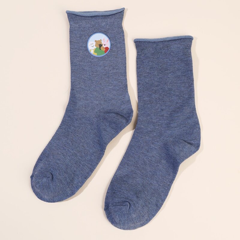 

Cartoon Crew Socks, Navy blue