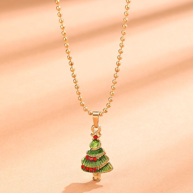 

Christmas Tree Pendant Necklace, Multicolor