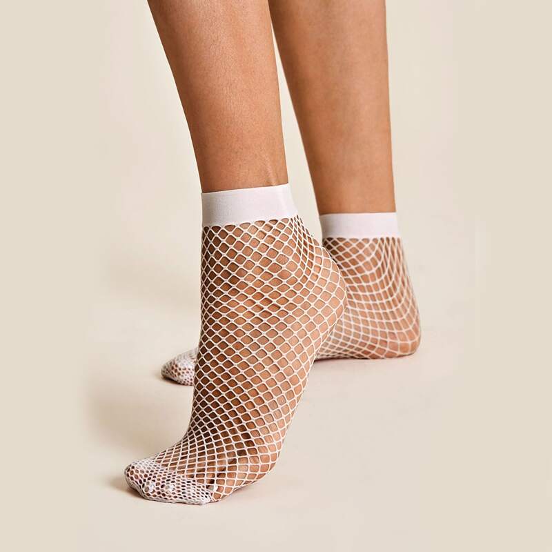 

Fishnet Ankle Socks, White