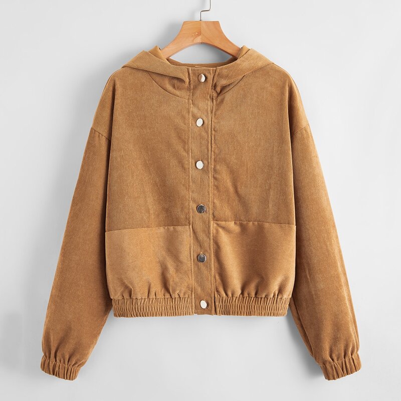 

Corduroy Button Front Jacket, Brown