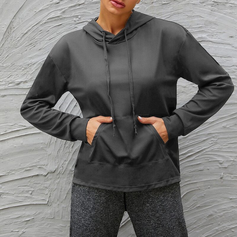 

Kangaroo Pocket Drawstring Sports Hoodie, Dark grey