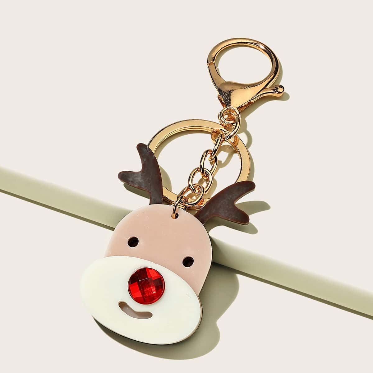 

Christmas Deer Bag Charm, Pink