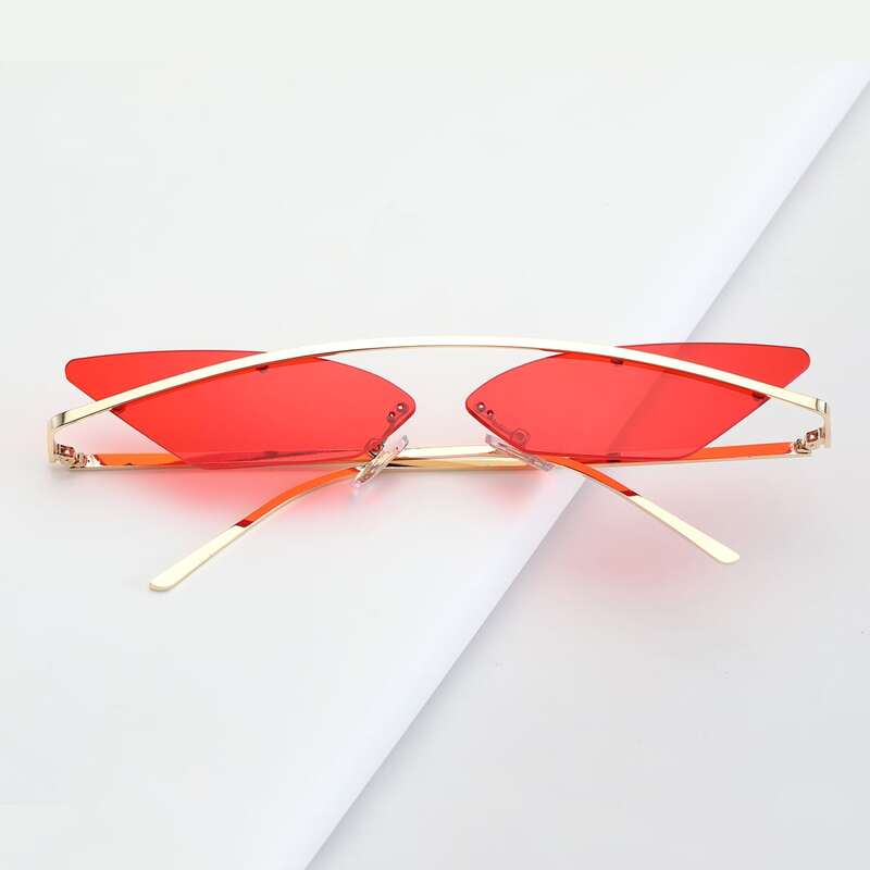 

Geo Frame Rimless Sunglasses, Red