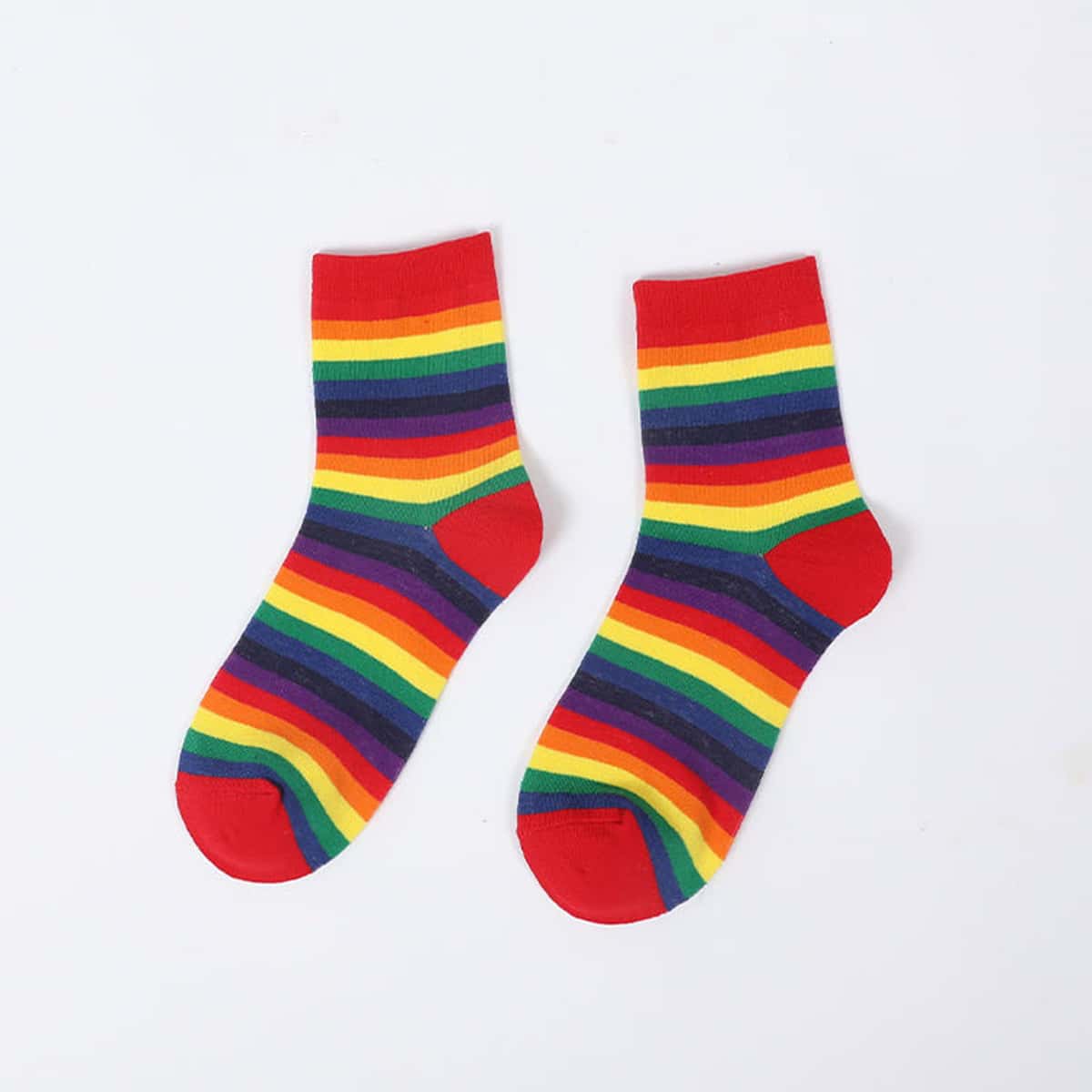 

Rainbow Striped Crew Socks, Multicolor