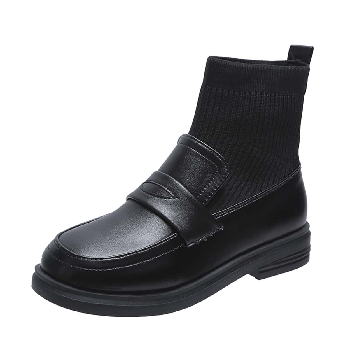 

Penny Loafer Sock Boots, Black