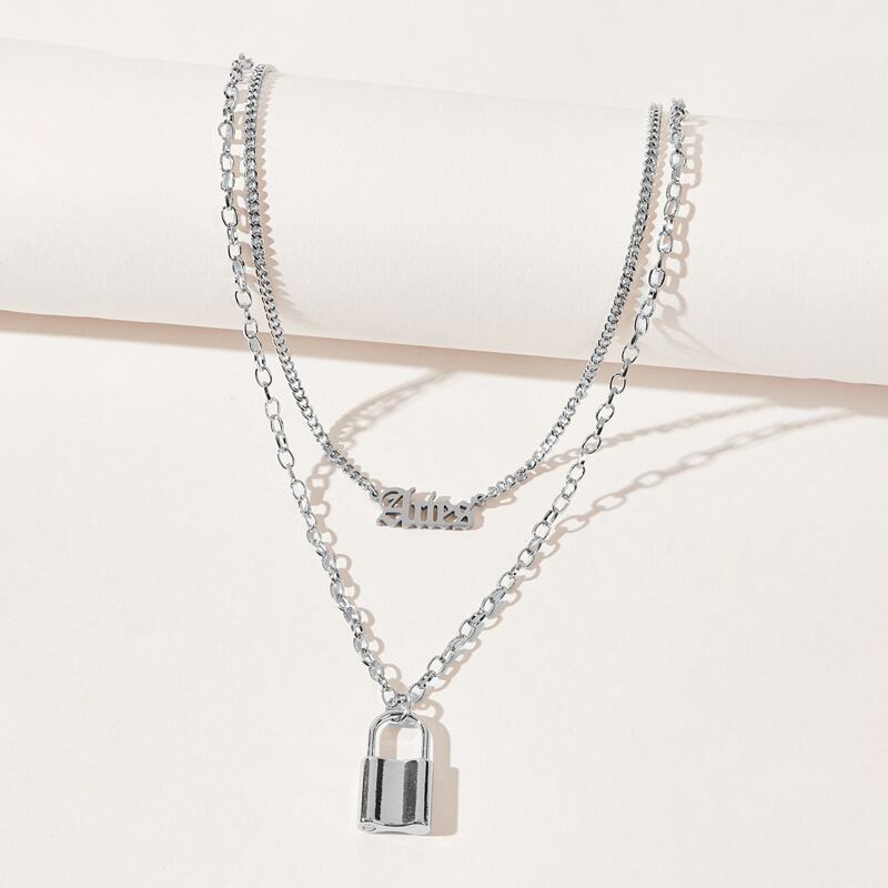 

Aries Constellation & Lock Layered Necklace, Silver