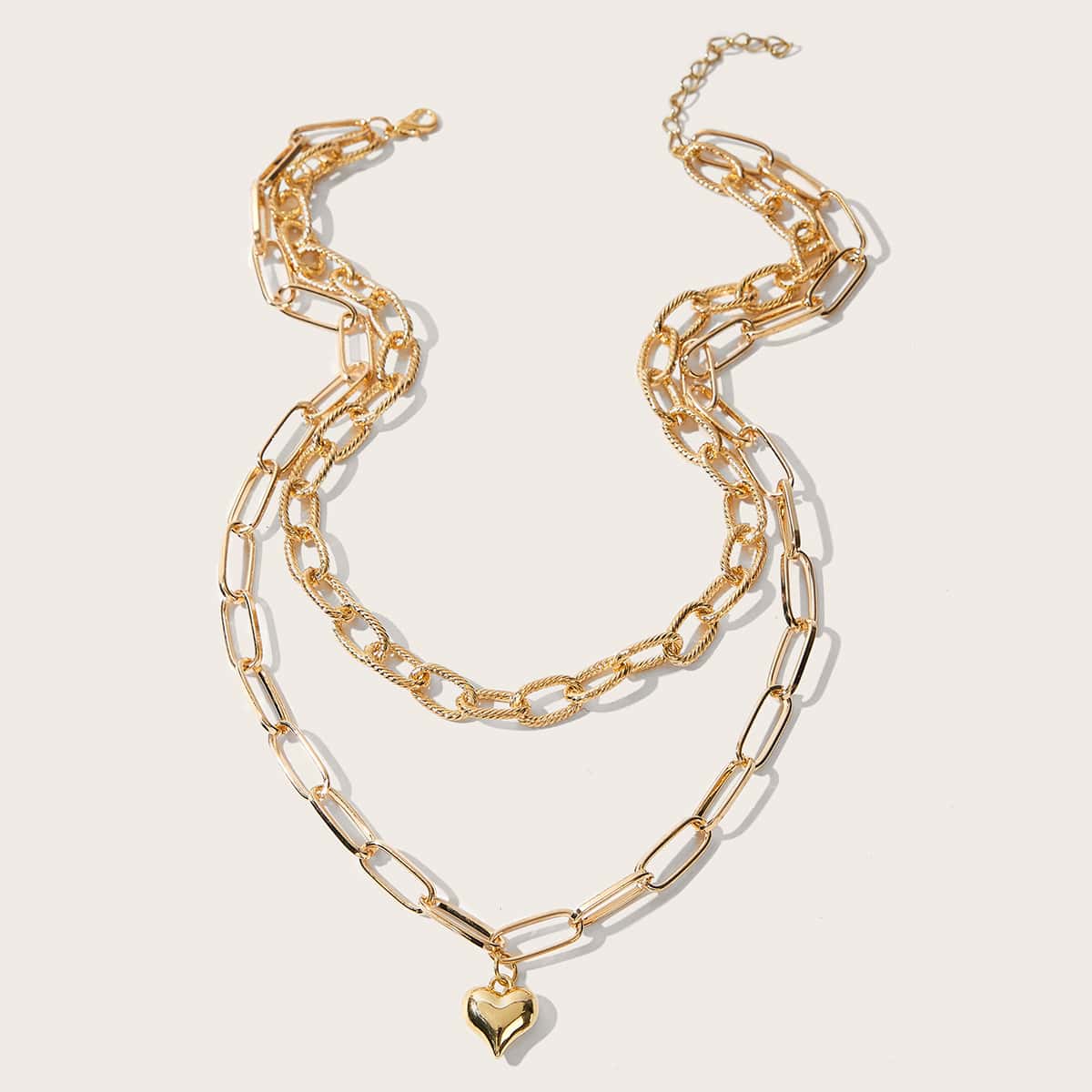 

Heart Layered Chain Necklace, Gold