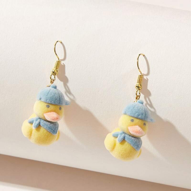 

Cartoon Duck Drop Earrings, Multicolor