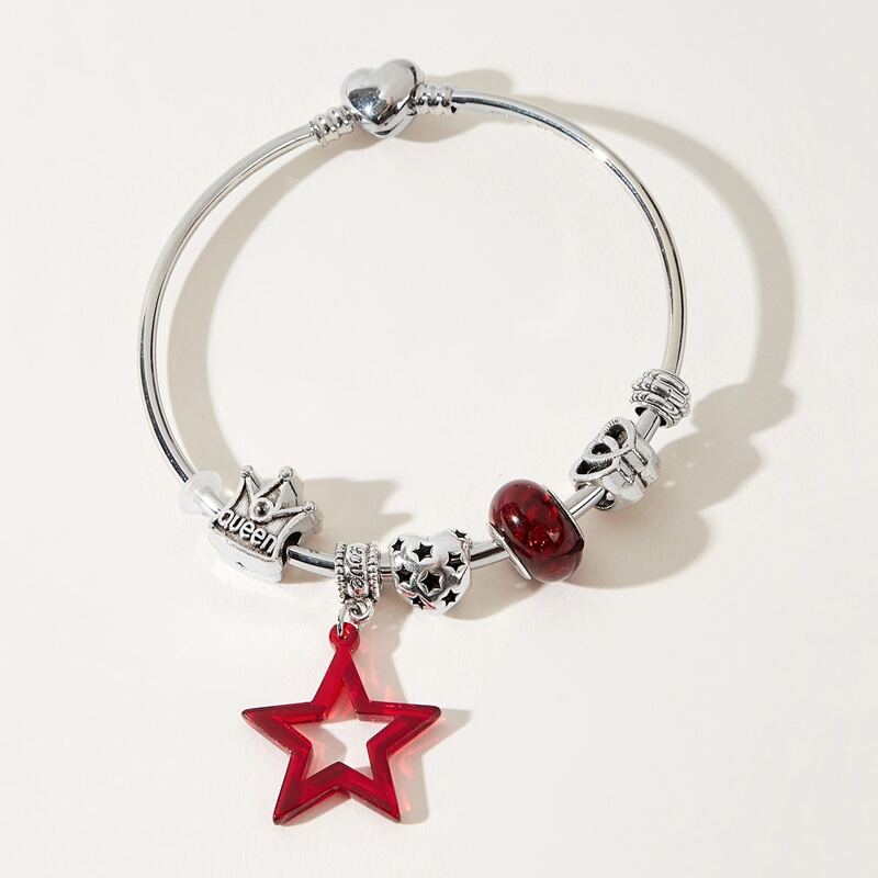

Star Beaded Decor Bracelet, Silver