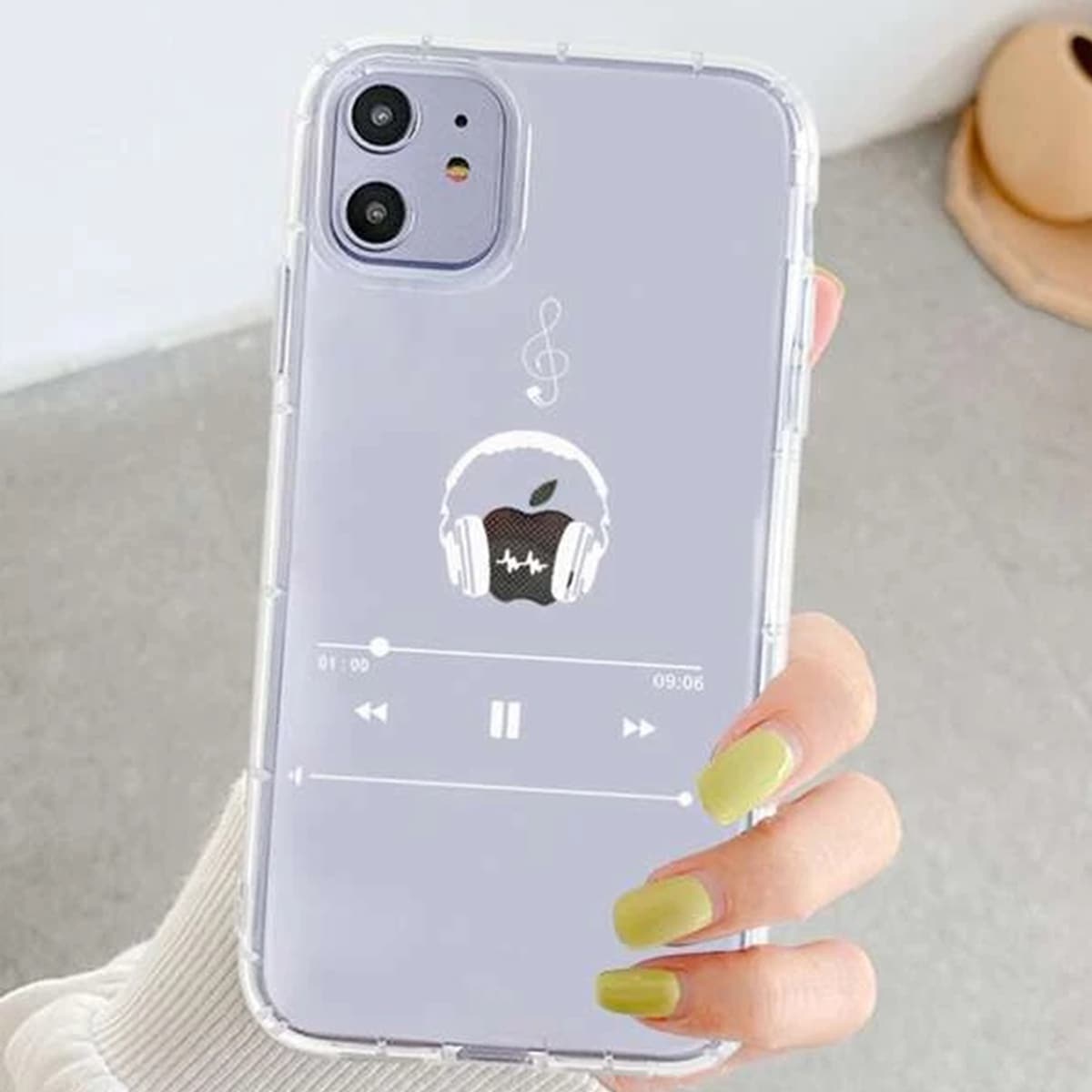 

Music Play Print iPhone Case, Clear