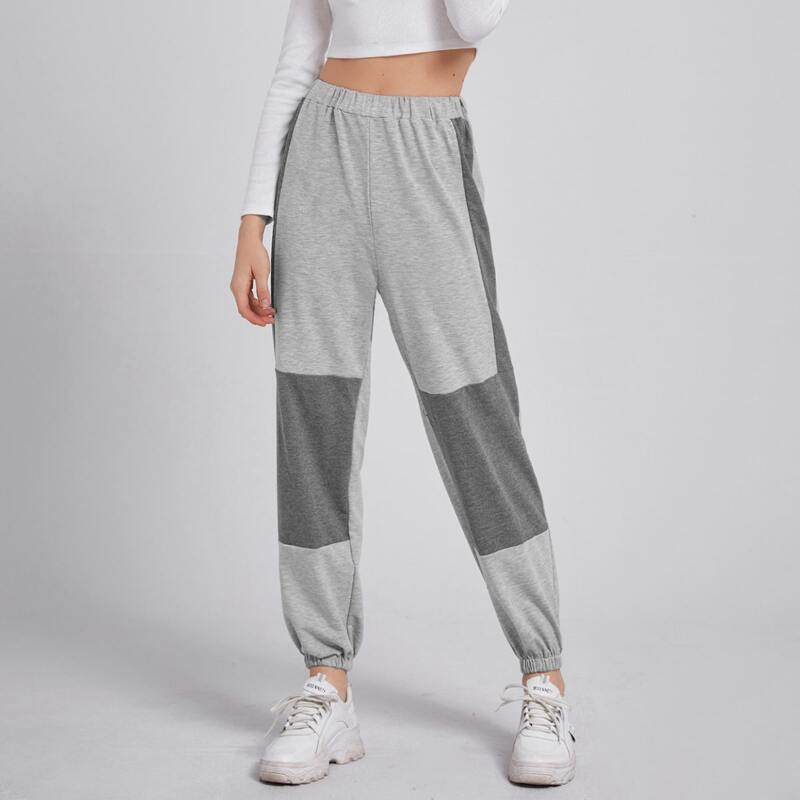 

Colorblock High Waist Sweatpants, Grey