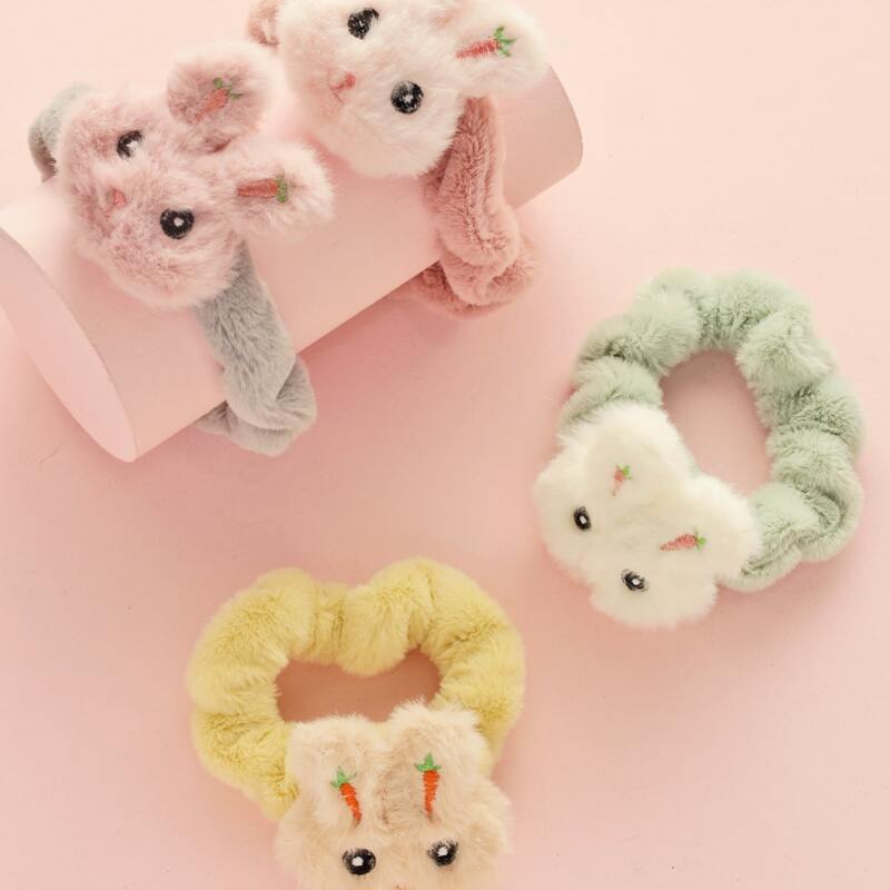 

1pc Random Fluffy Bunny Hair Tie, Multicolor