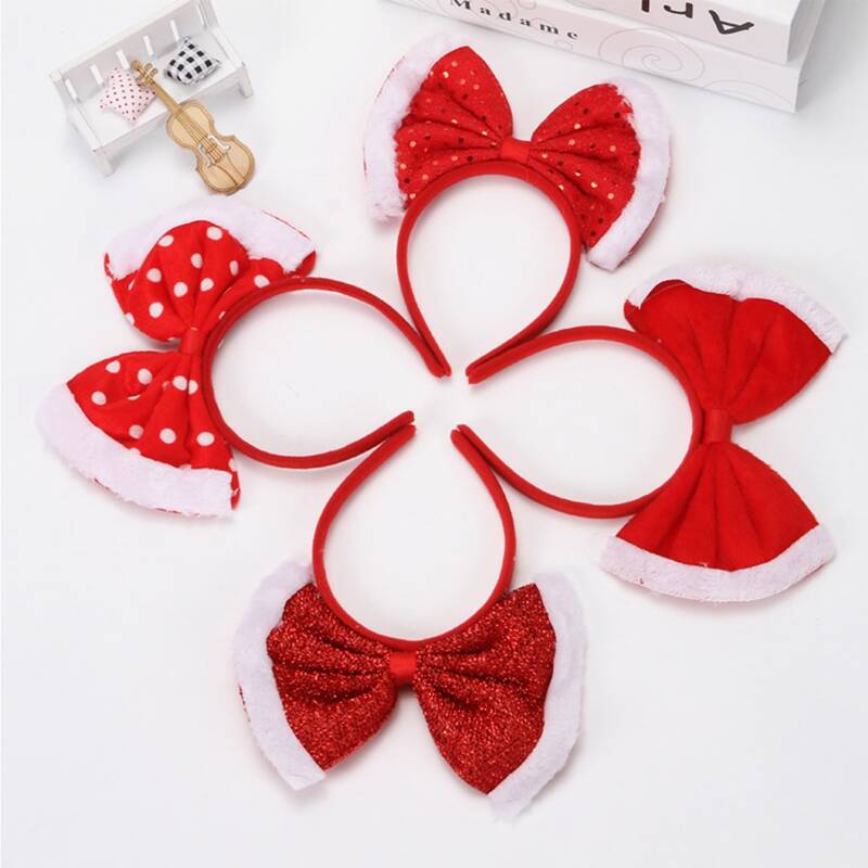 

1pc Random Glitter Bow Headband, Red