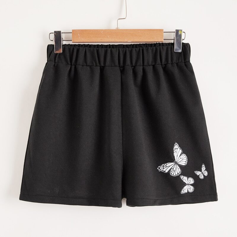 

Butterfly Graphic Shorts, Black