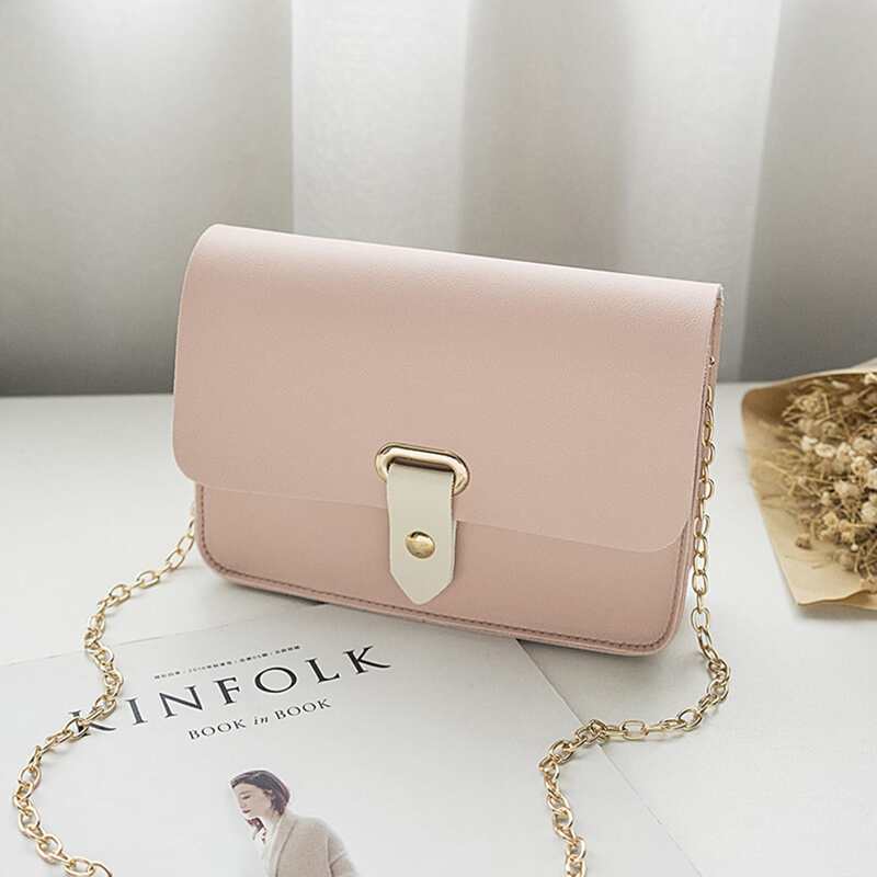 

Solid Flap Chain Crossbody Bag, Baby pink