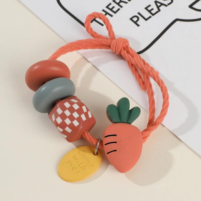 

Carrot Beaded Hair Tie, Multicolor