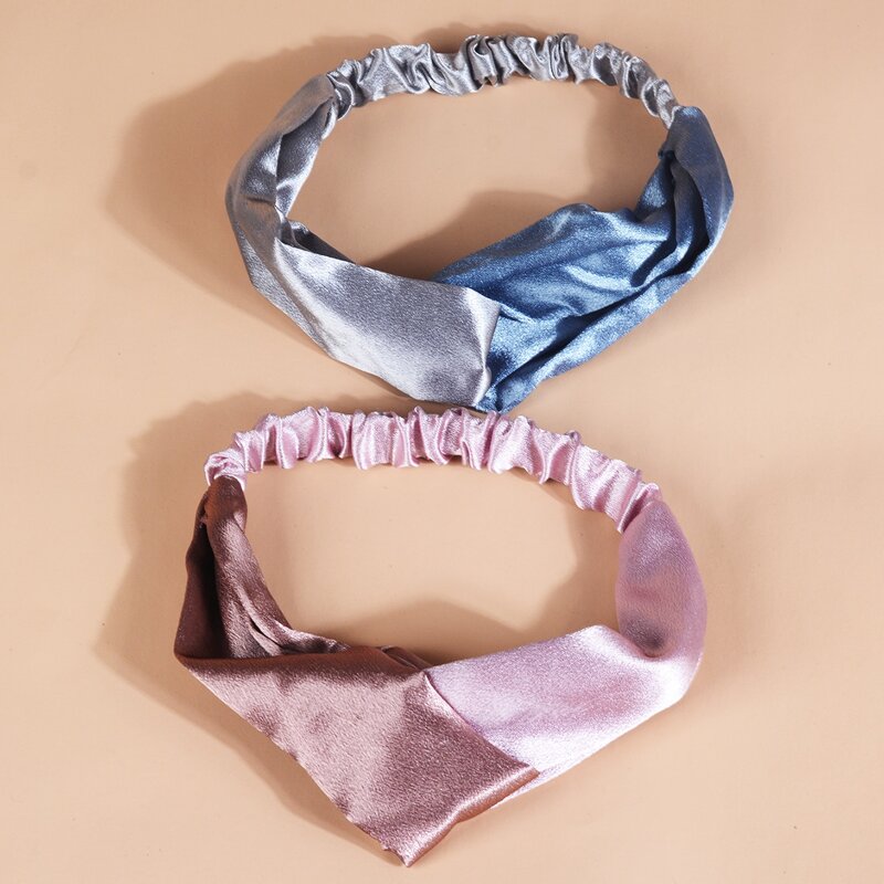 

2pcs Satin Twist Headband, Multicolor