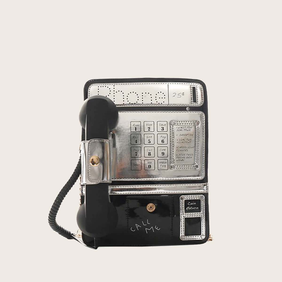 

Landline Phone Shaped Crossbody Bag, Multicolor