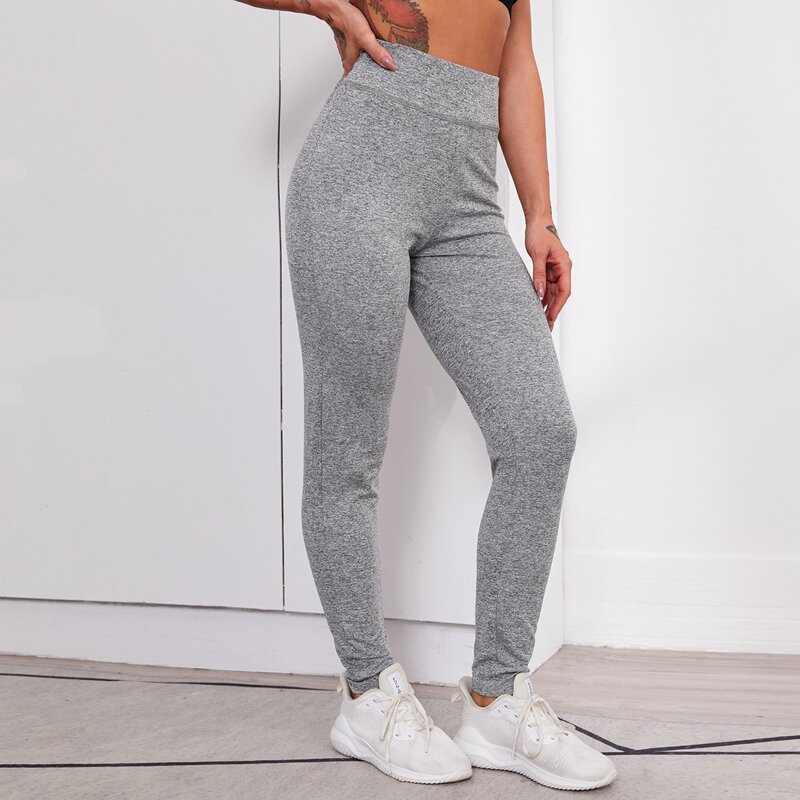 

Solid Wide Waistband Sports Pants, Grey