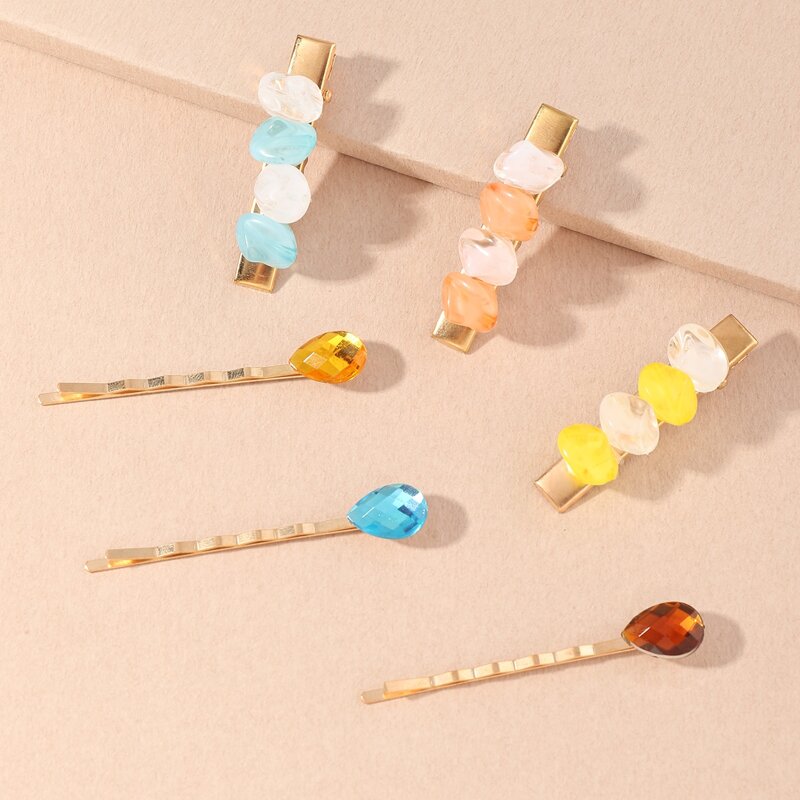 

6pcs Rhinestone Decor Hair Clip, Multicolor