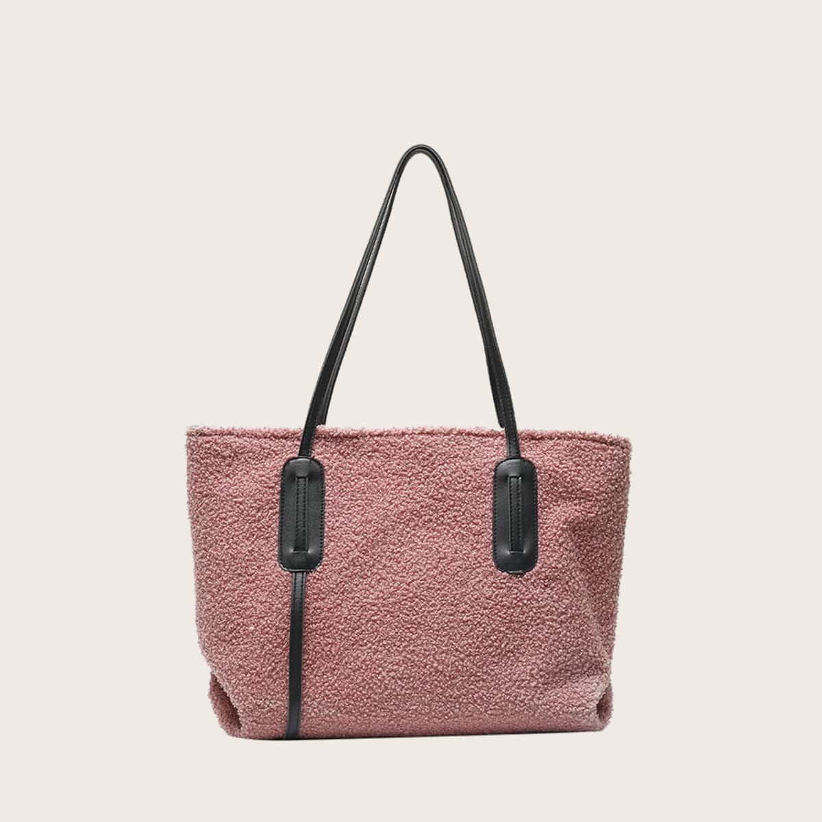 

Solid Fluffy Tote Bag, Dusty pink