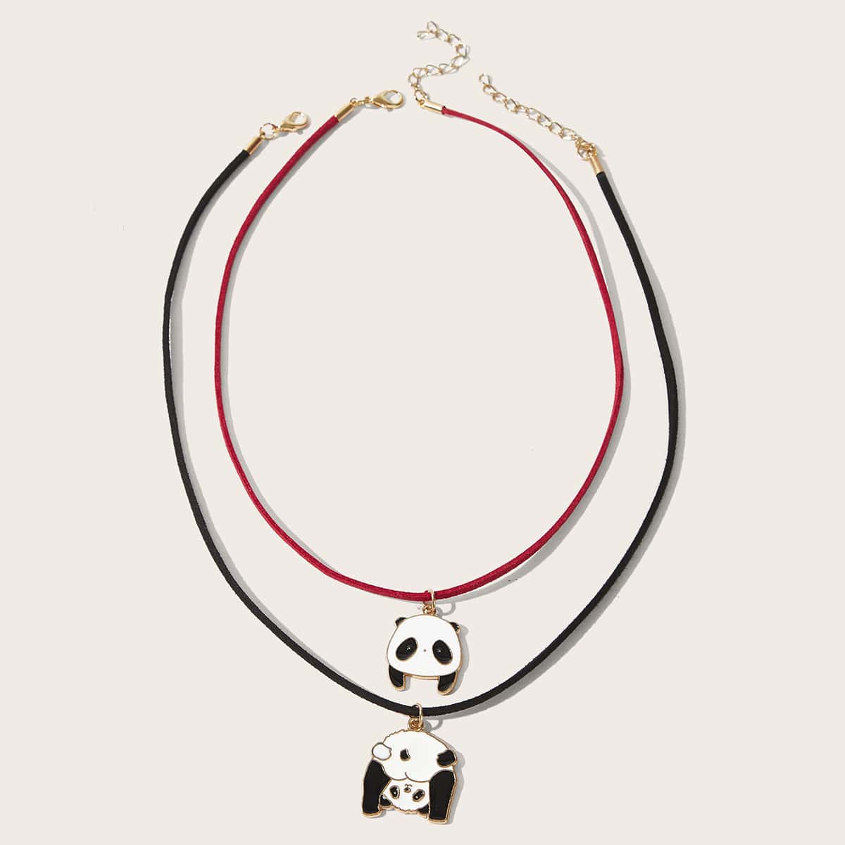

2pcs Cartoon Panda Pendant Necklace, Multicolor
