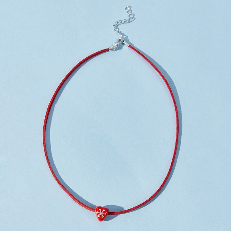 

Christmas Snowflake Pendant Necklace, Red