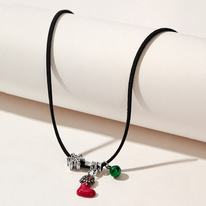 

Christmas Sock Pendant Necklace, Multicolor
