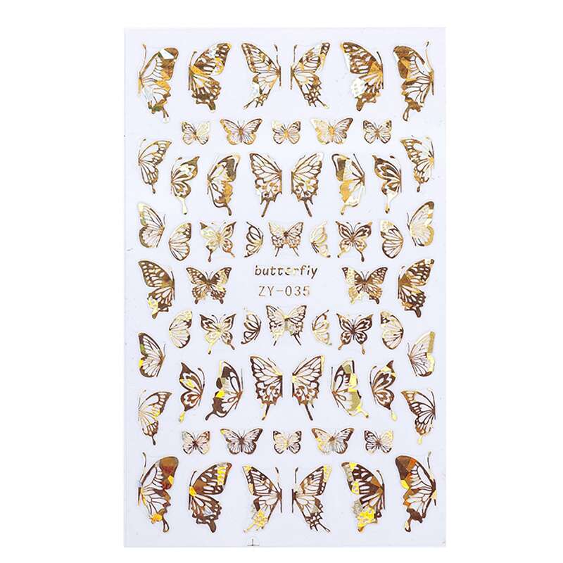 

1sheet Bronzing Butterfly Nail Art Sticker, Gold