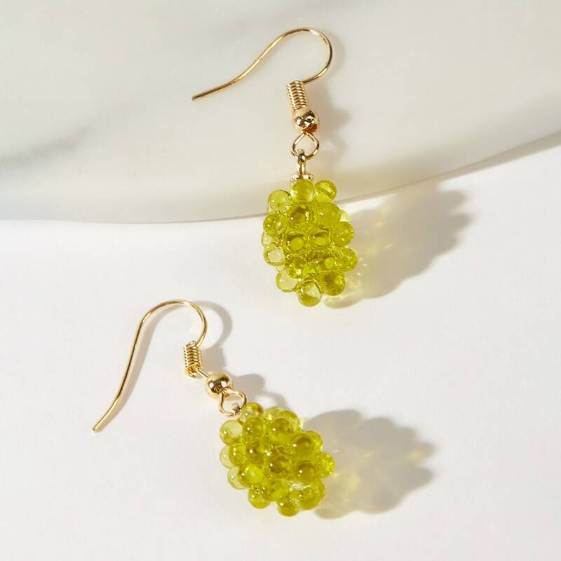 

Grape Drop Earrings, Mint green