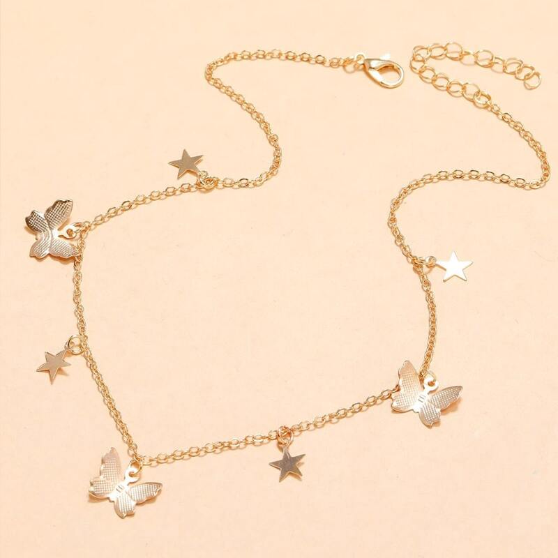 

Butterfly & Star Pendant Necklace, Gold