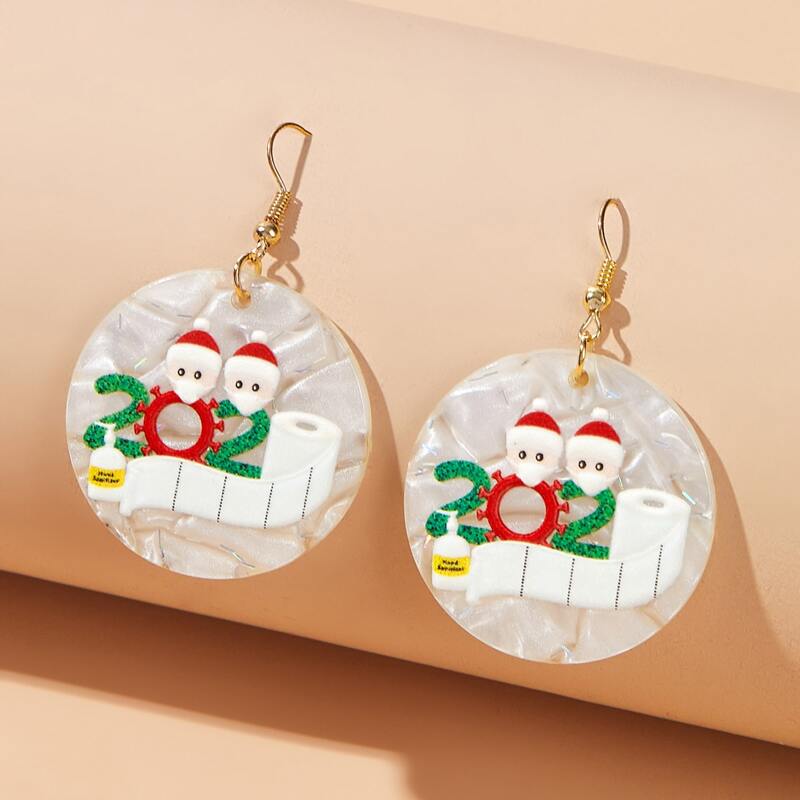 

Christmas Santa Claus Round Drop Earrings, Multicolor