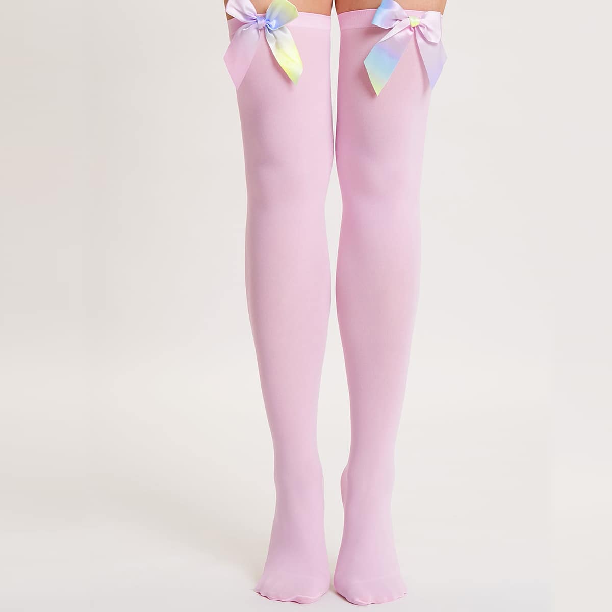 

Bow Tie Over The Knee Socks, Pink