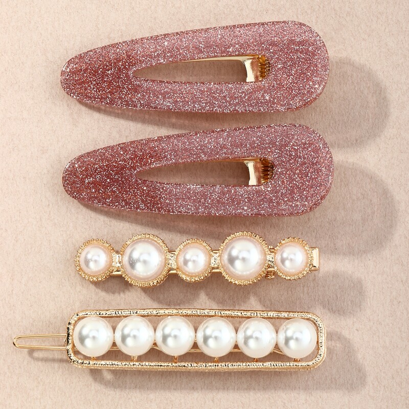 

4pcs Faux Pearl Hair Clip, Multicolor
