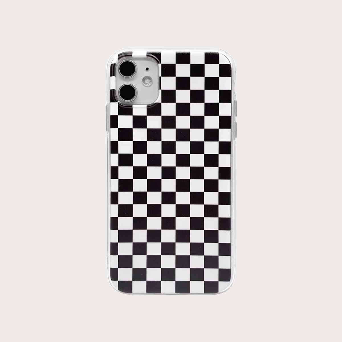 

Checkerboard Pattern iPhone Case, Black and white
