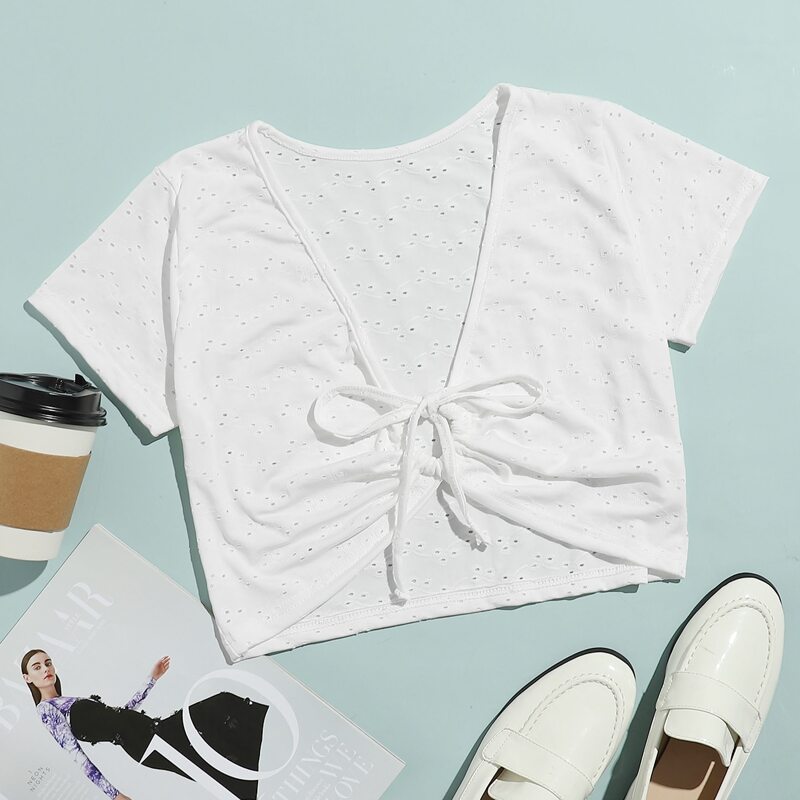 

Tie Front Schiffy Crop Top, White